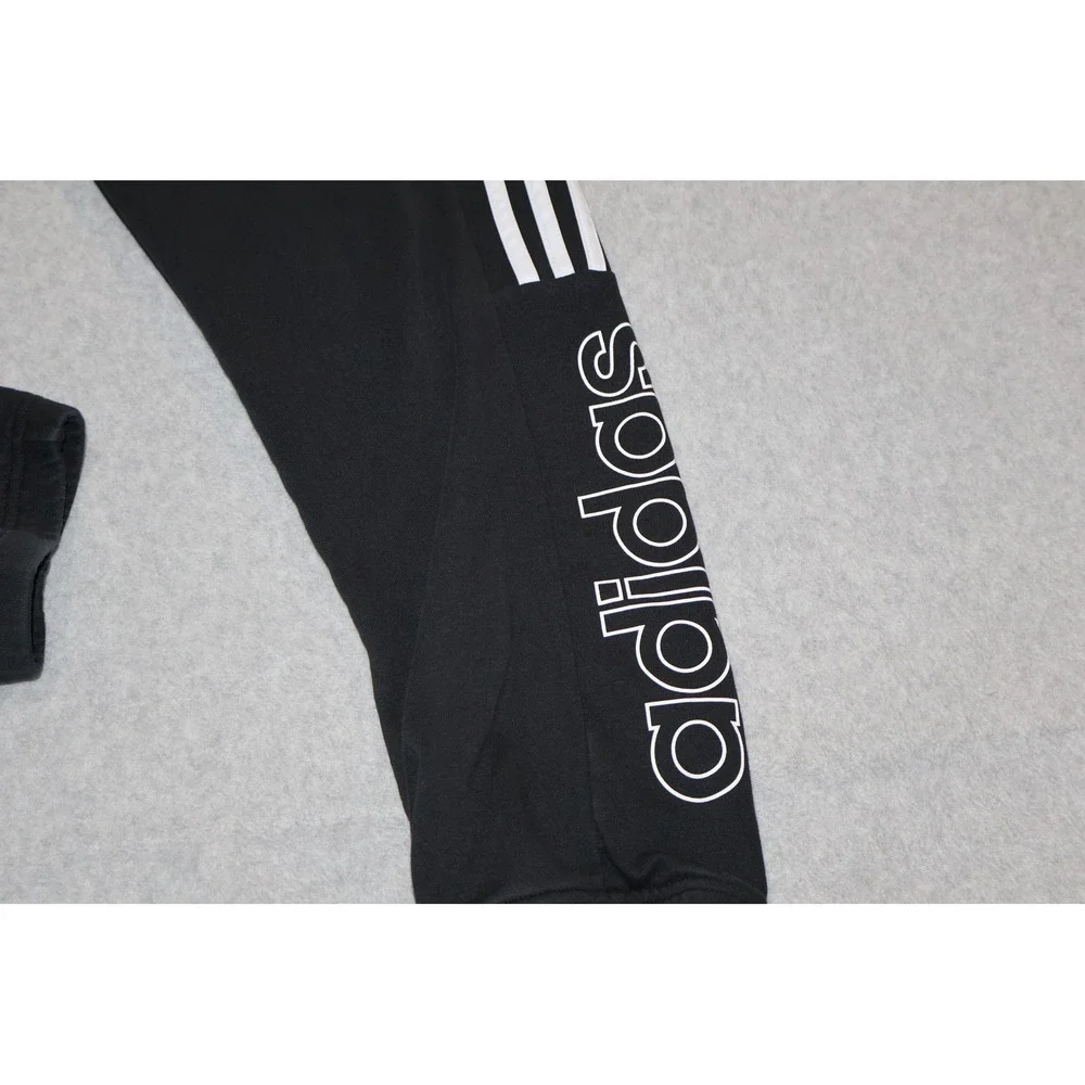 Adidas Sweatpants Mens XL Black 3-Stripe Fleece Joggers Gym Workout Tapered